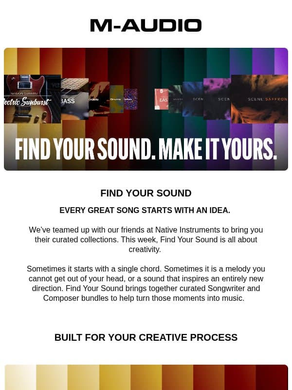 Find Your Sound — Built for Songwriters & Composers email from Rane