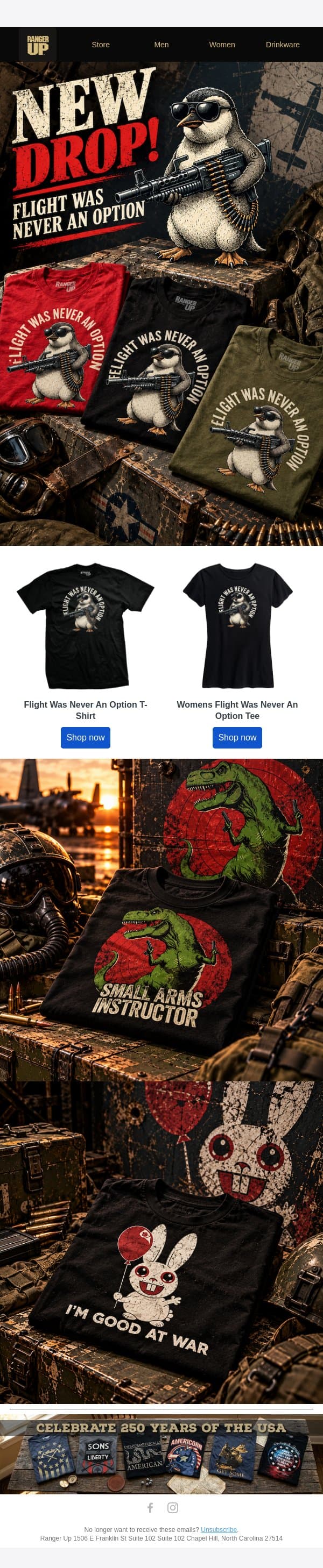 New Drop! Flight Was Never An Option! email from Ranger Up screenshot