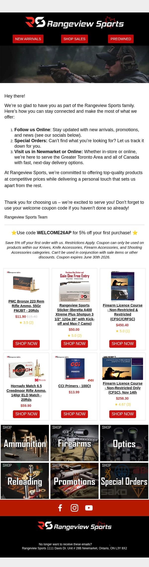 Stay Connected with us at Rangeview Sports email from Rangeview Sports screenshot