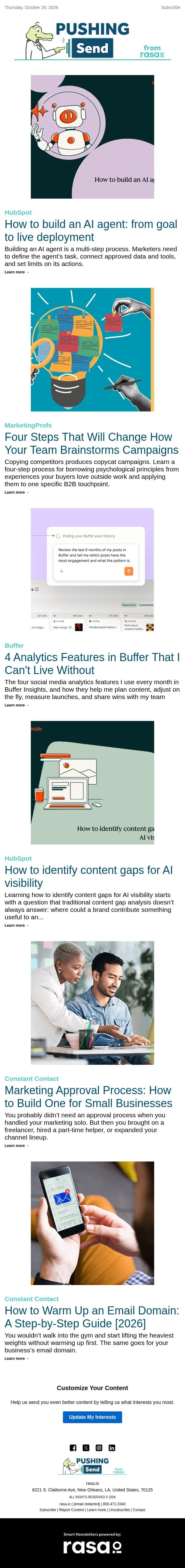 How to build an AI agent: from goal to live deployment | rasa.io email from Rasa.io screenshot