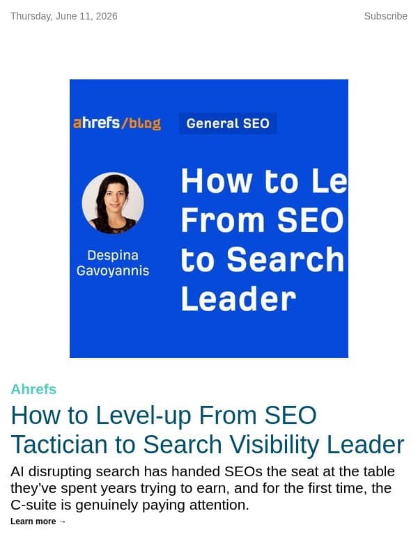 How to Level-up From SEO Tactician to Search Visibility Leader | rasa.io email from Rasa.io