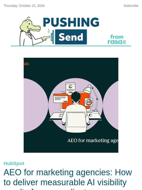 AEO for marketing agencies: How to deliver measurable AI visibility results for every client | rasa.io email from Rasa.io