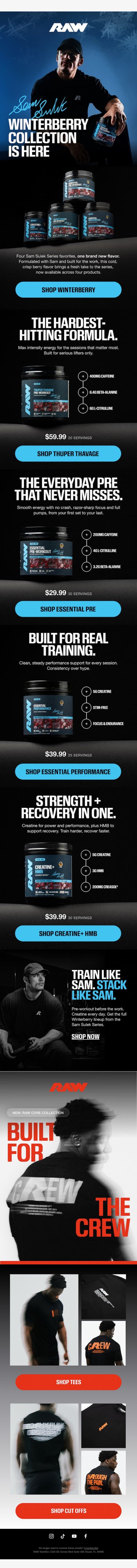 Build your Winterberry stack ❄️ email from RAW Nutrition screenshot