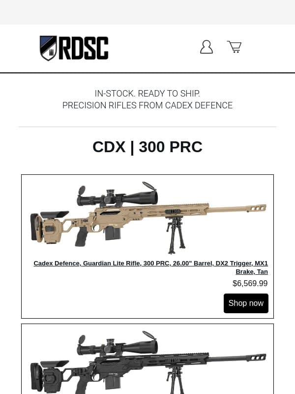 New Arrivals | Cadex Defence Precision Rifles email from RDSC