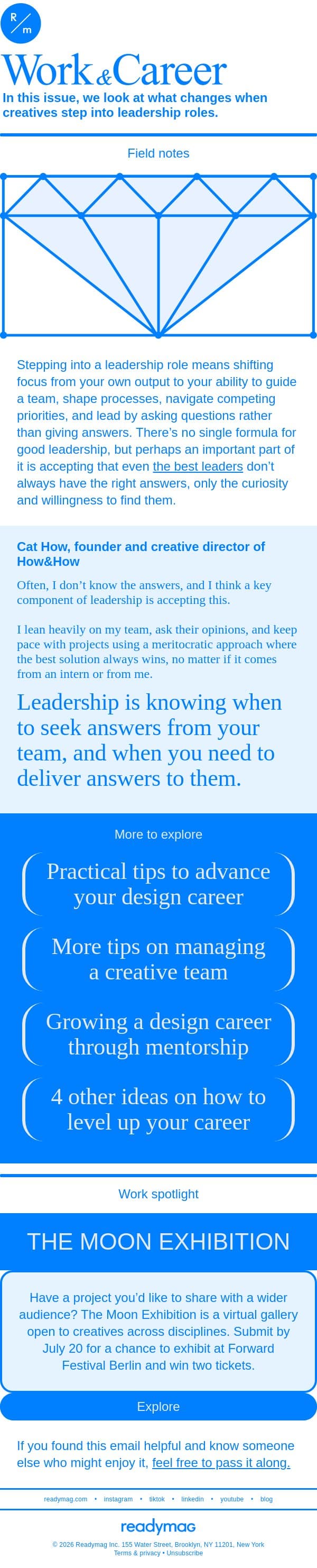 The shift from designer to creative leader email from Readymag screenshot