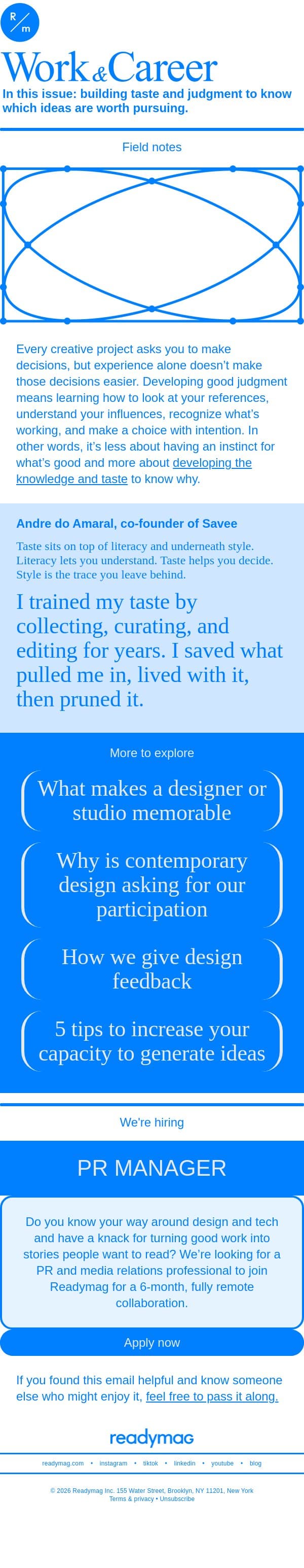 How to develop your creative judgment email from Readymag screenshot