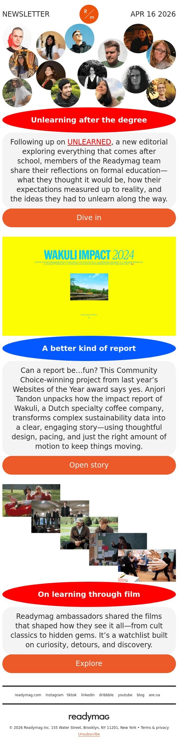 Unlearning after school and a film list worth keeping email from Readymag screenshot