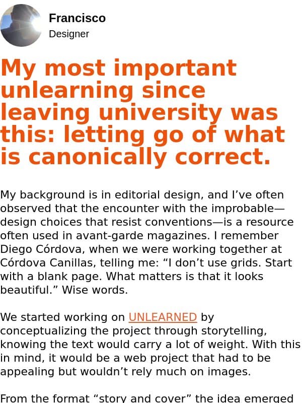 Unlearning correctness email from Readymag
