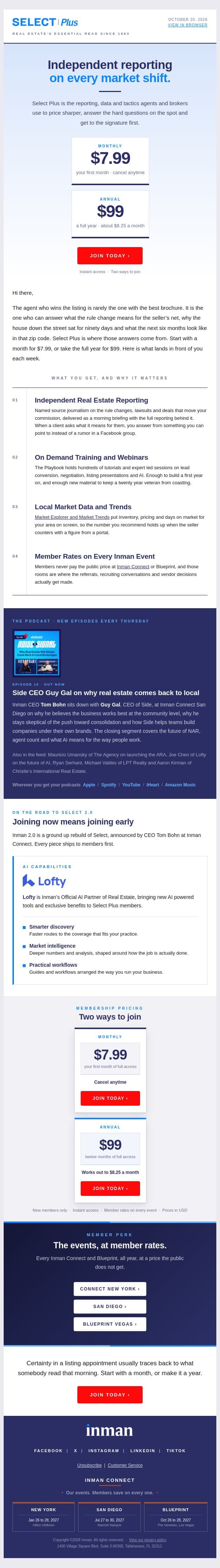 Real estate reporting, data and analysis email from Real Estate Connect screenshot