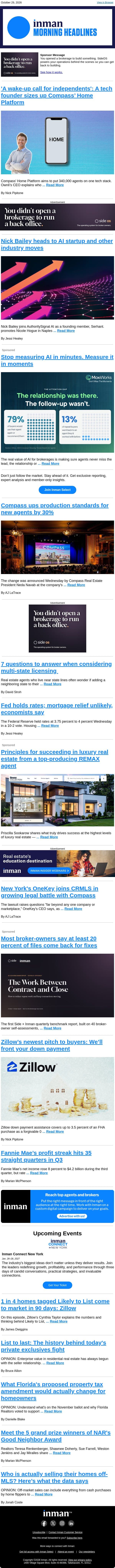 'A wake-up call for independents': A tech founder sizes up Compass’ Home Platform email from Real Estate Connect screenshot