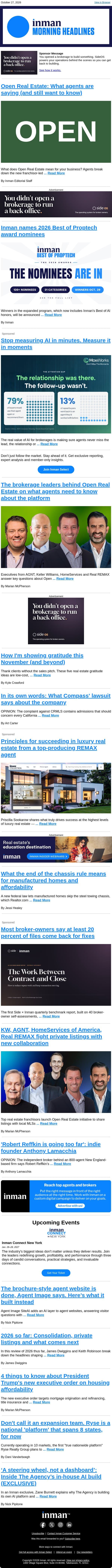 Open Real Estate: What agents are saying (and still want to know) email from Real Estate Connect screenshot