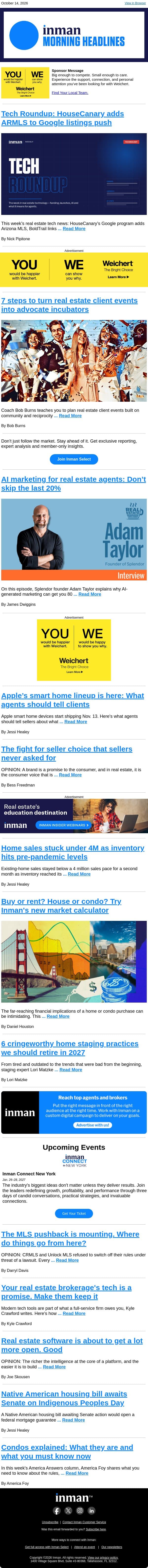 Tech Roundup: HouseCanary adds ARMLS to Google listings push email from Real Estate Connect screenshot