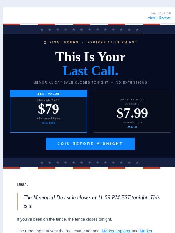 ⏳ Final Hours to save! email from Real Estate Connect