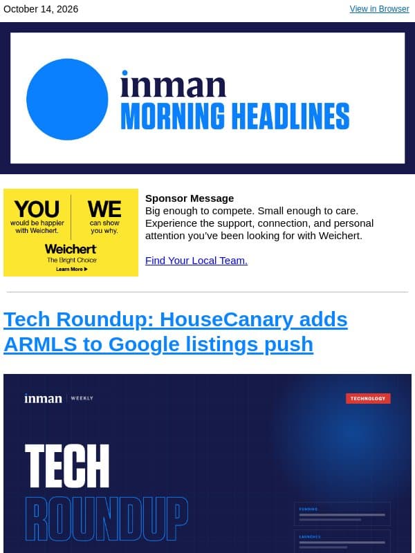 Tech Roundup: HouseCanary adds ARMLS to Google listings push email from Real Estate Connect