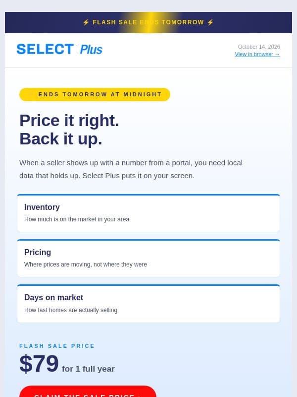 ⚡ Ends tomorrow - $79 for the year email from Real Estate Connect