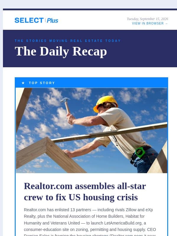 Realtor.com recruited Zillow and eXp to fix the housing crisis email from Real Estate Connect