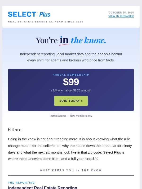 $99 for 1 year email from Real Estate Connect