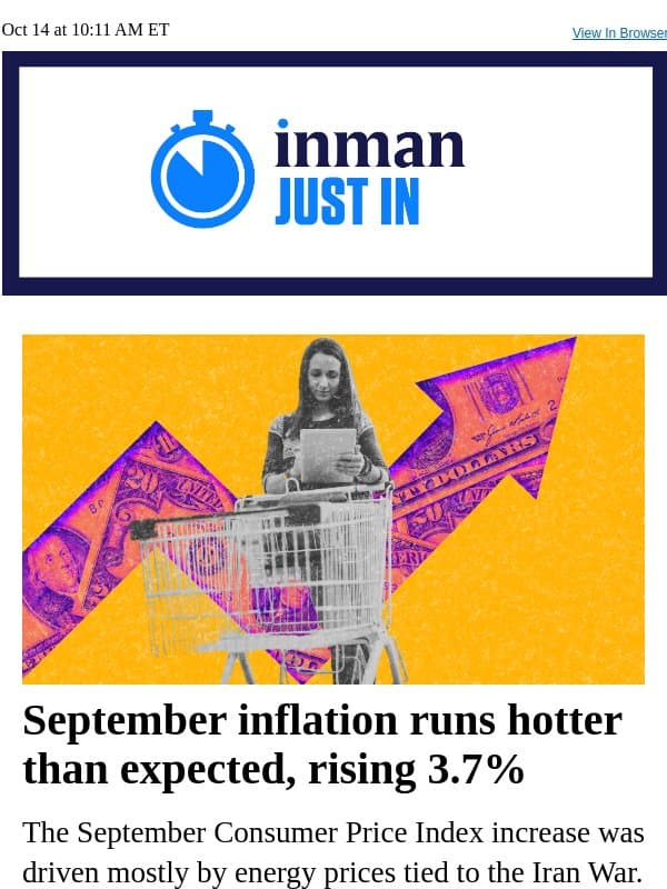 September inflation runs hotter than expected, rising 3.7% email from Real Estate Connect