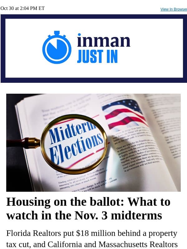 Housing on the ballot: What to watch in the Nov. 3 midterms email from Real Estate Connect