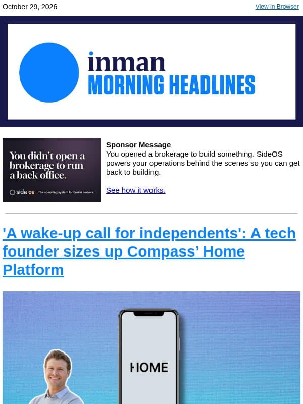 'A wake-up call for independents': A tech founder sizes up Compass’ Home Platform email from Real Estate Connect