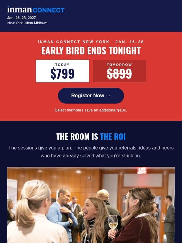 Last chance: $799 ends tonight email from Real Estate Connect