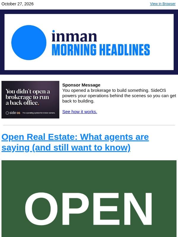 Open Real Estate: What agents are saying (and still want to know) email from Real Estate Connect