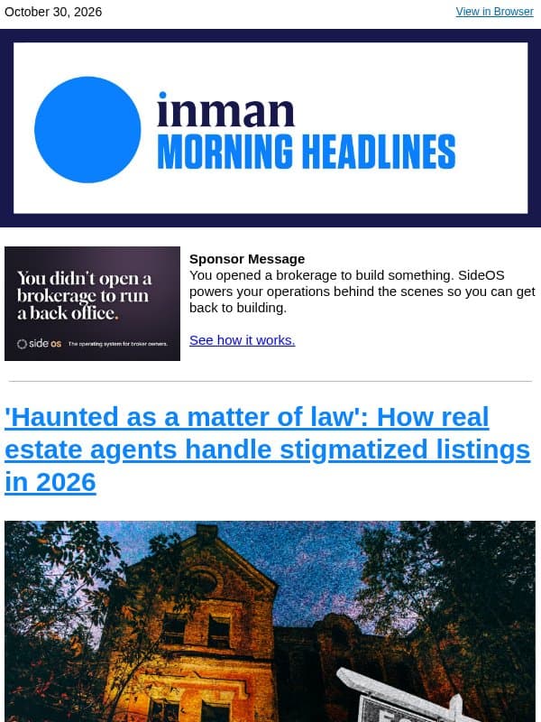 'Haunted as a matter of law': How real estate agents handle stigmatized listings in 2026 email from Real Estate Connect