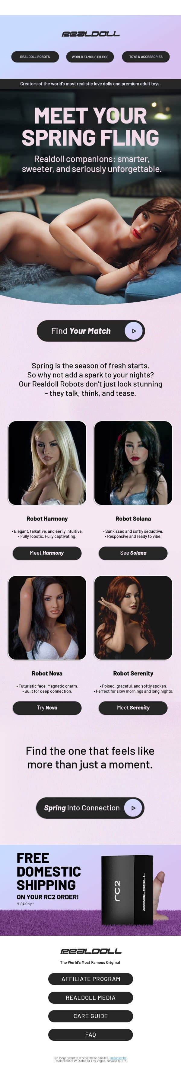 Spring Into Bed With Us š¼ email from RealDoll screenshot