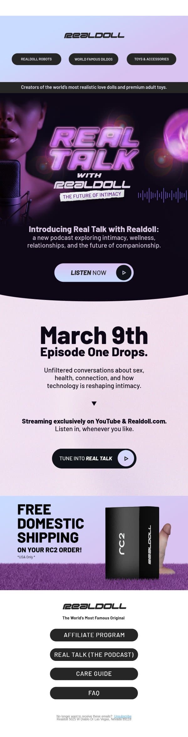 Let’s talk about it. email from RealDoll screenshot