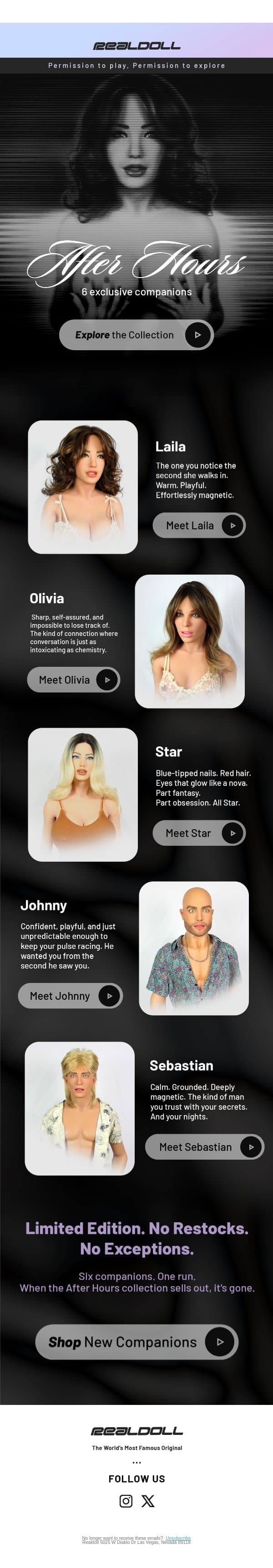 After Hours Is Here email from RealDoll screenshot