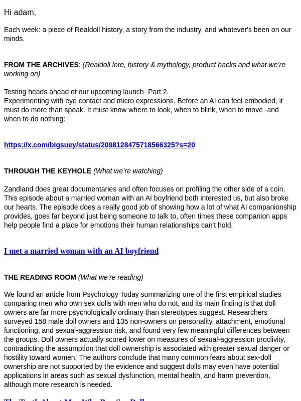 The Truth About People Who Buy Sex Dolls email from RealDoll