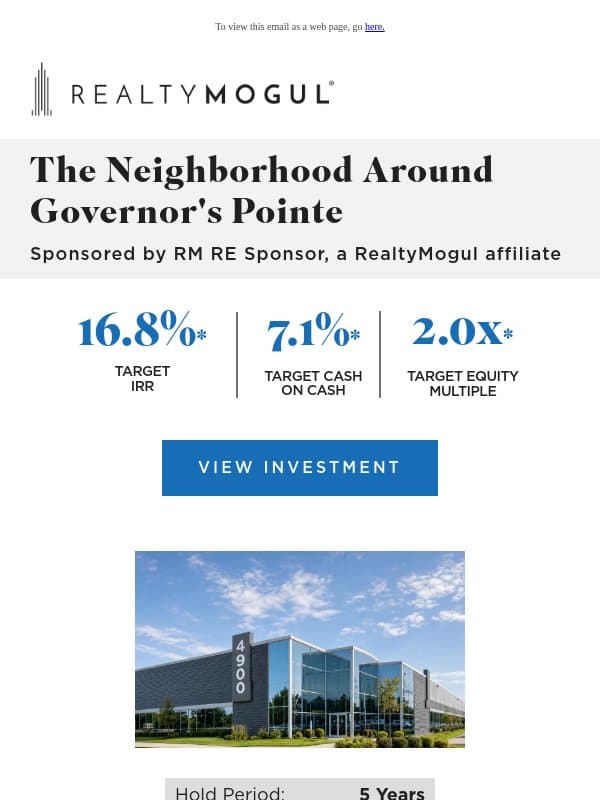What Opened Across the Street from Governor’s Pointe email from RealtyMogul