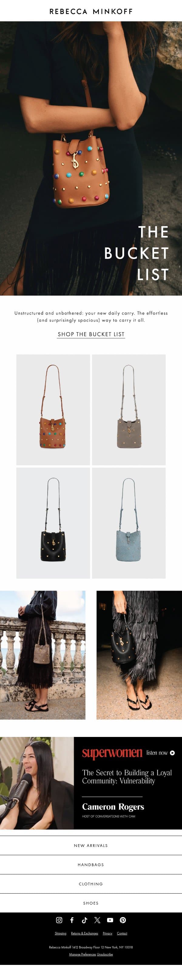 Lacking Structure email from Rebecca Minkoff screenshot