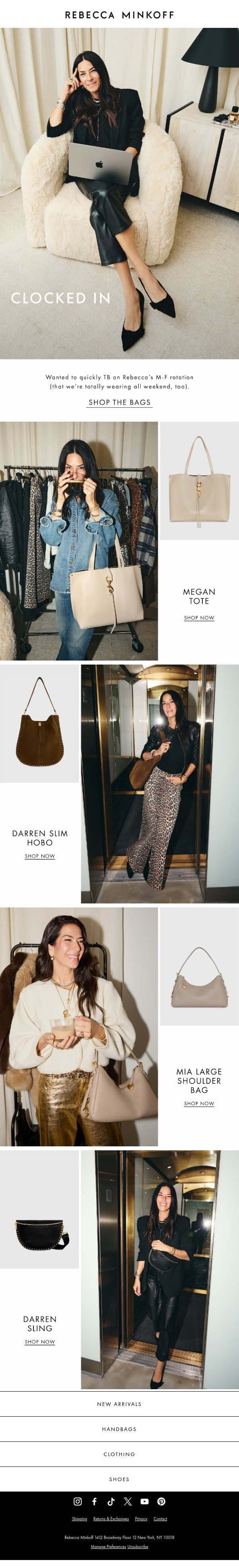 Just Circling Back email from Rebecca Minkoff screenshot