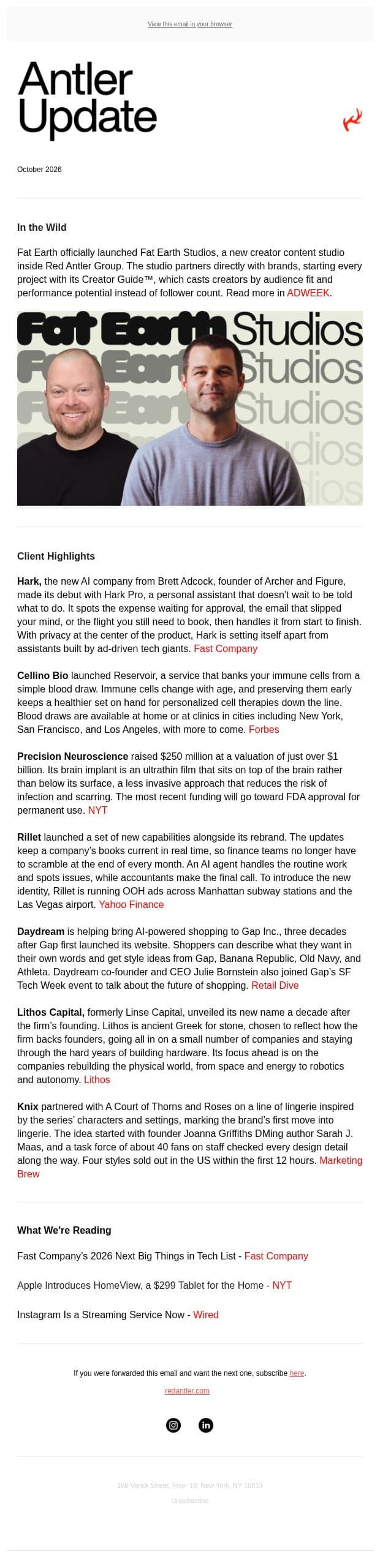 Antler Update: Hark, Rillet, Daydream, and more email from Red Antler screenshot