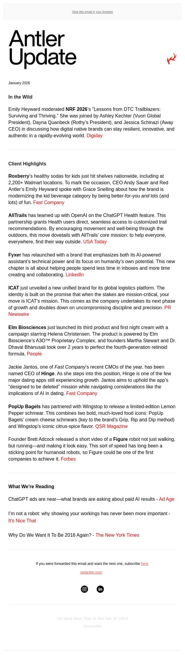 Antler Update: Roxberry, AllTrails, Fyxer, Elm Biosciences, and more email from Red Antler screenshot