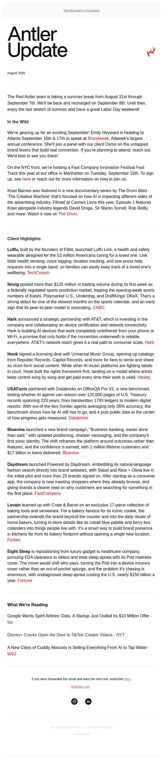 Antler Update: Luffu, Hark, USAFacts, and more email from Red Antler screenshot