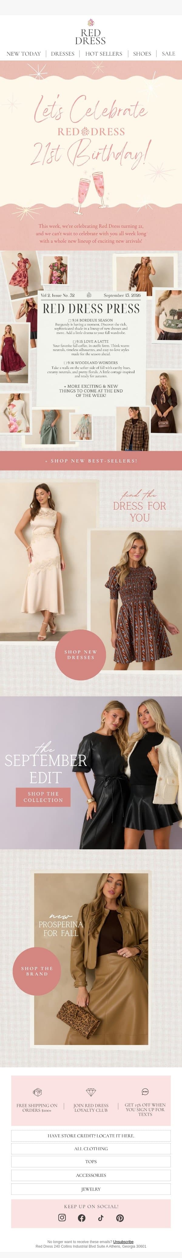 Get a Look at What’s Next!! email from Red Dress Boutique screenshot