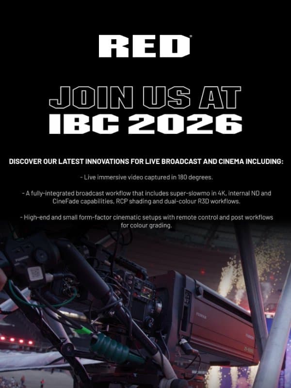 Visit RED at IBC 2026 email from RED Komodo