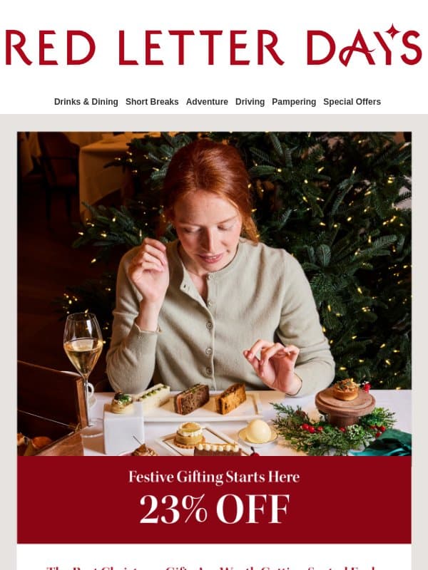 Start Christmas early with 23% off email from Red Letter Days