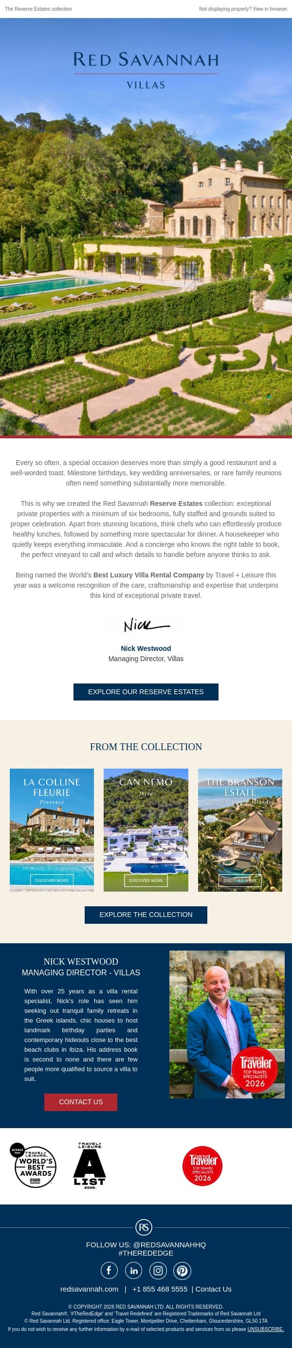 The right house for the occasion email from Red Savannah screenshot