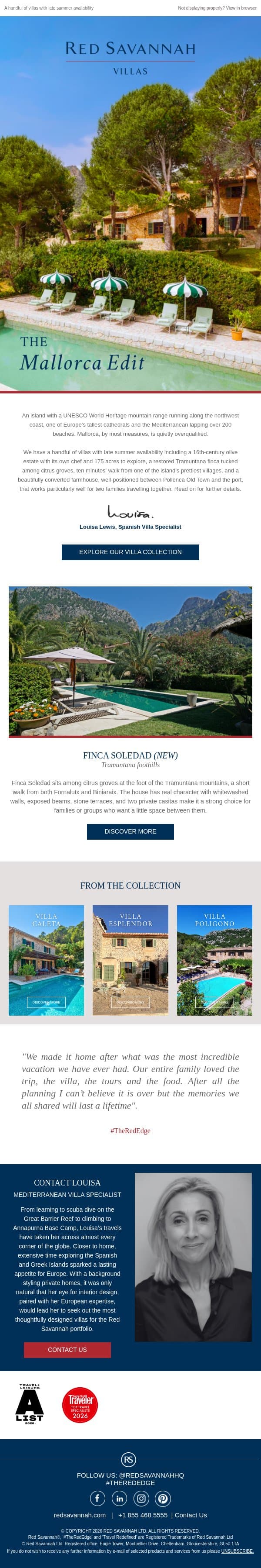 The Mallorca Edit email from Red Savannah screenshot