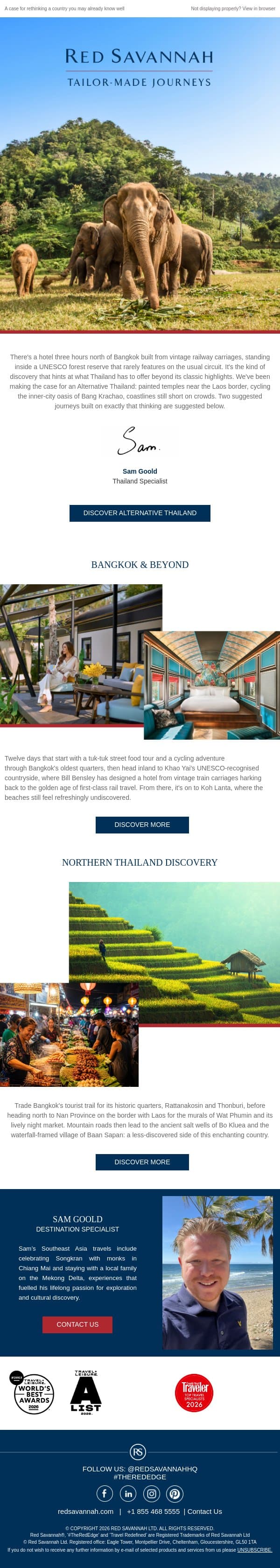 Two Ways to Do Thailand Differently email from Red Savannah screenshot