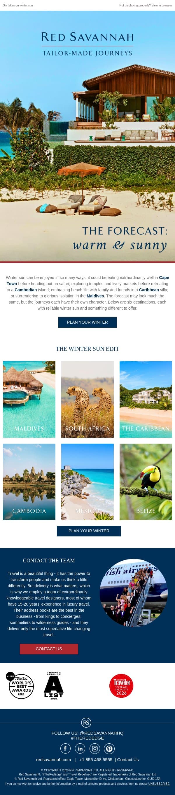 The forecast: warm and sunny email from Red Savannah screenshot