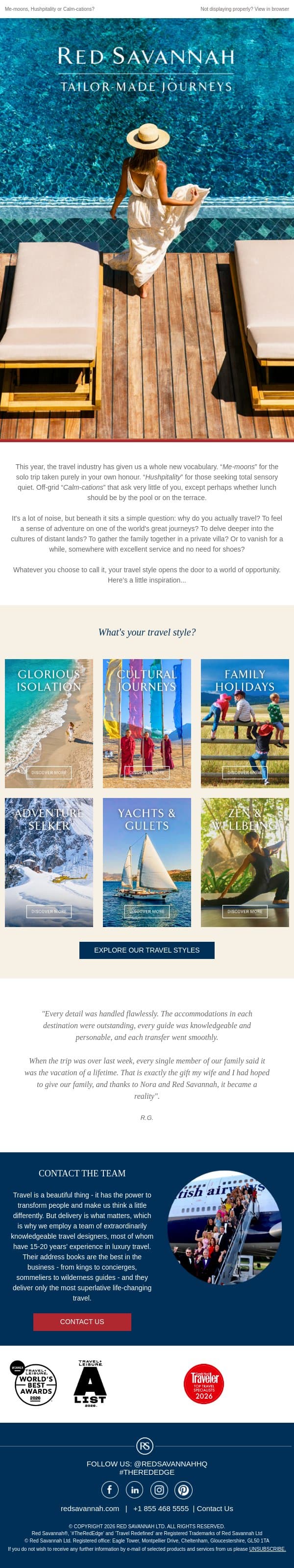 What is your travel style? email from Red Savannah screenshot
