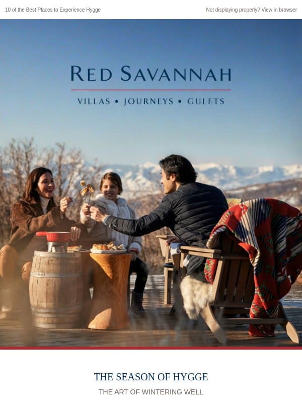 The Season of Hygge email from Red Savannah