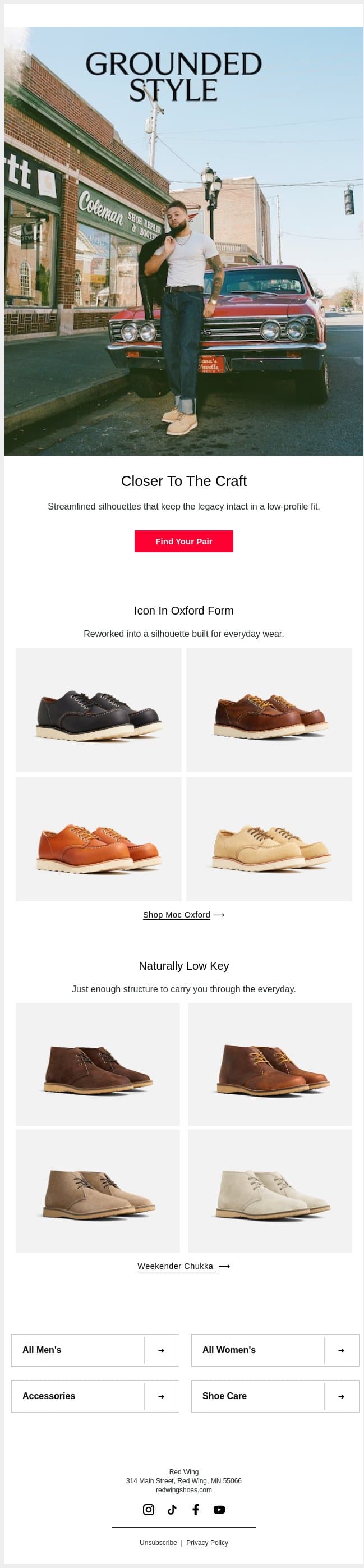 Lower Profile, Same Standard email from Red Wing Heritage screenshot