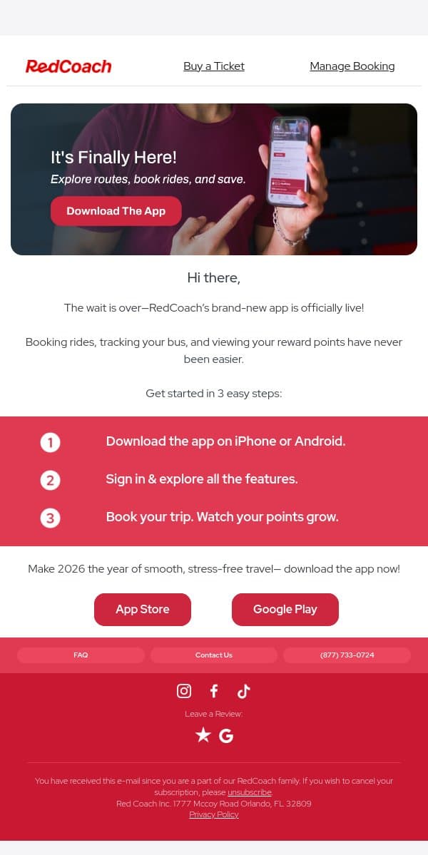 SURPRISE! The RedCoach App Is Here! 🎉 email from RedCoach screenshot
