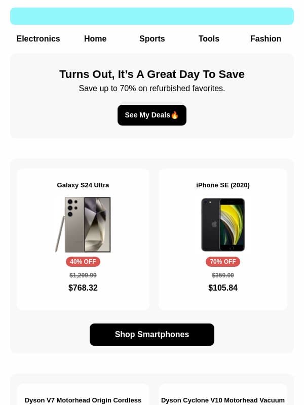 No broken mirrors here...Just better deals email from Reebelo