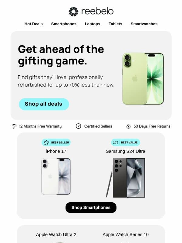 The early bird gets the best gifts 👀 email from Reebelo